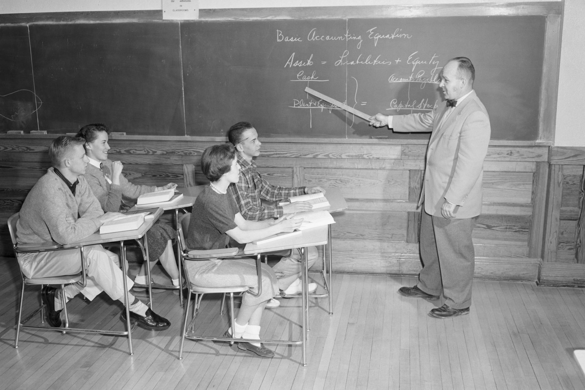 Photo of a Business Department class taken on December 19, 1957.
