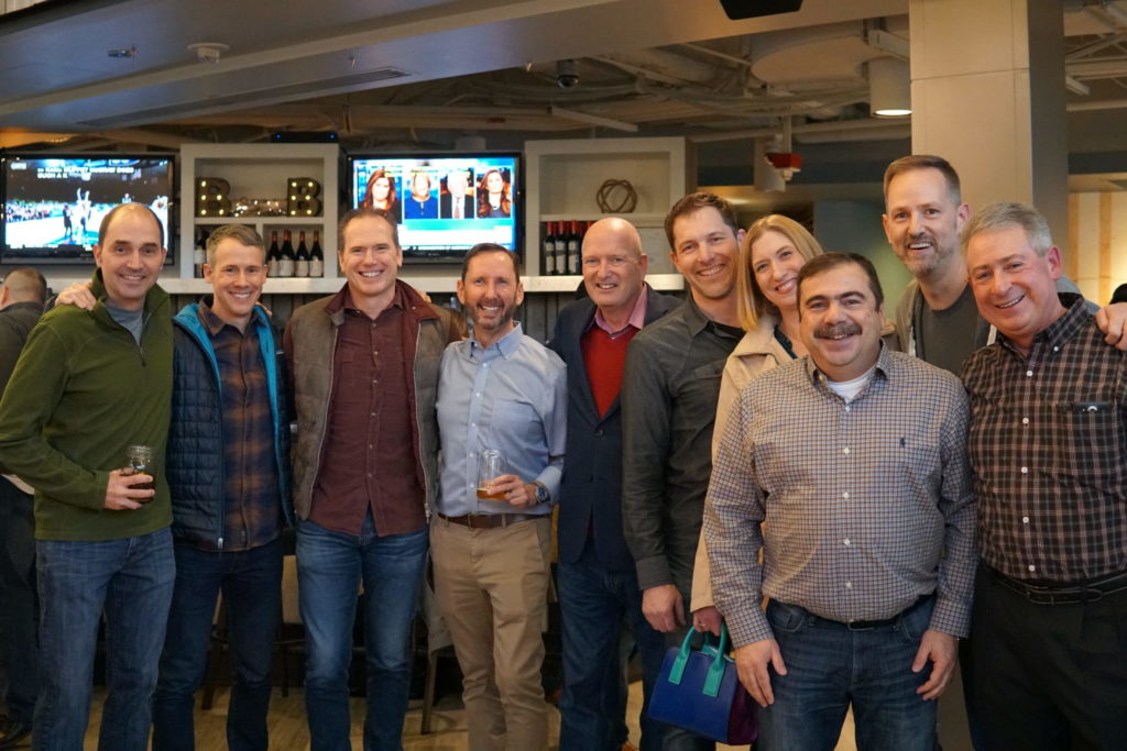Moore with a group of colleagues at his Microsoft going away party