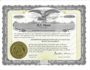 photo of BJ Moore's blockchain patent